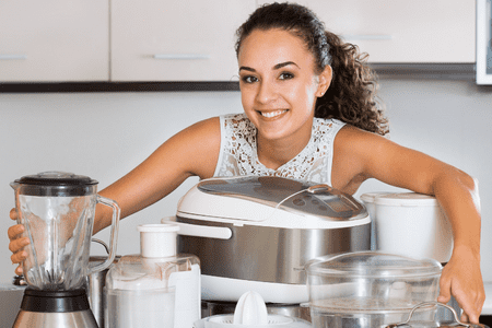 woman with with plan to sell used appliances