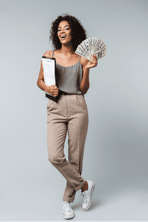 woman holding cash