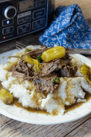 Mississippi Pot Roast on Mashed Potatoes