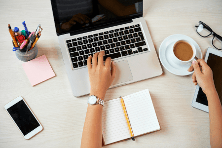 woman working on laptop