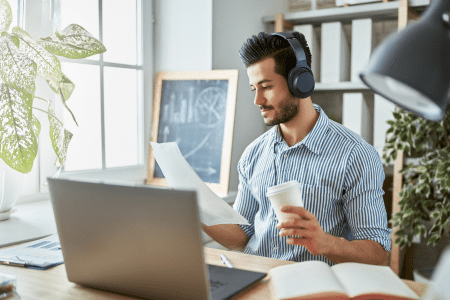 man working on laptop