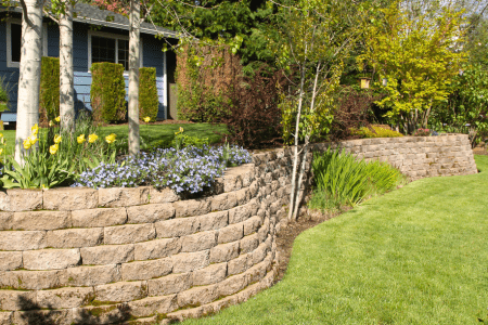 brick retaining wall ideas for sloped front yard