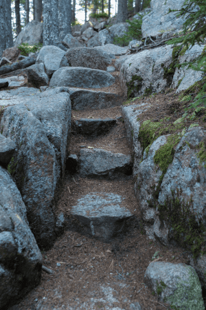 carved stairs on hillside landscape