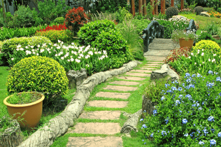 hillside flower garden