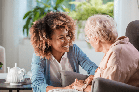 younger woman and elderly woman