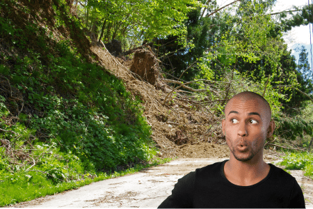 nervous man thinking about hillside landscaping ideas on a budget