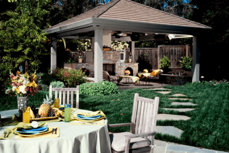 outdoor grill and pizza oven for gardening on a hill