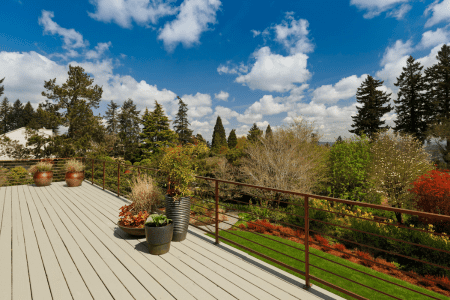 pvc material sloped backyard deck ideas