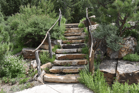 rock slab staircase sloped garden ideas on a budget