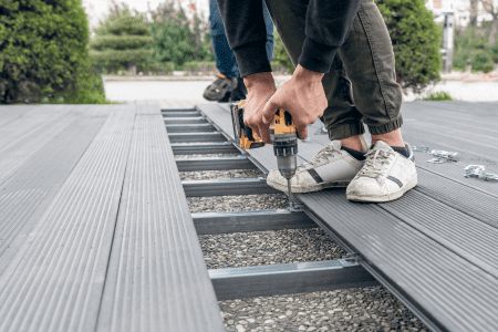 steel sloped backyard deck ideas