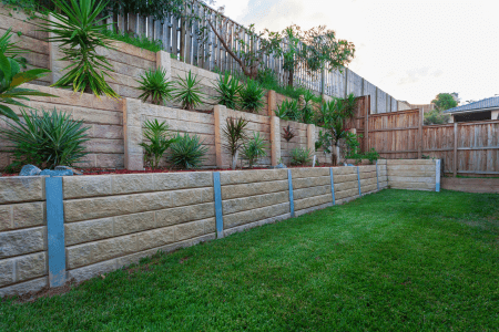 tiered retaining wall for landscaping a slope on a budget