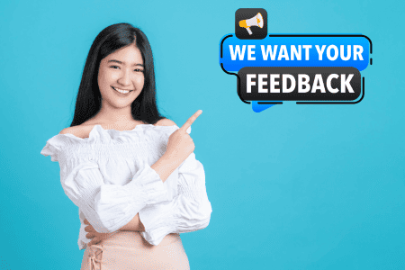 smiling girl promoting survey for amazon gift card