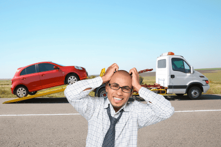 sad man getting affordable towing