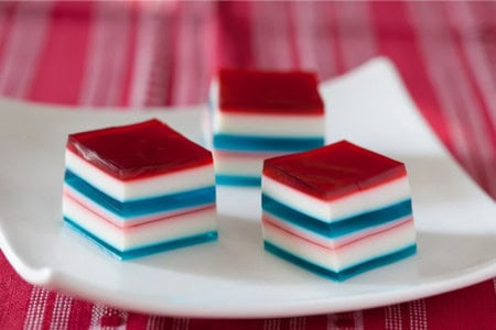 rainbow layered jello bites - cheap 4th of july desserts