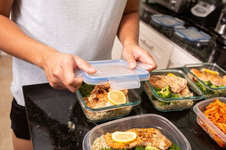 man meal prepping for the week