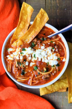 mexican noodle soup with ground beef