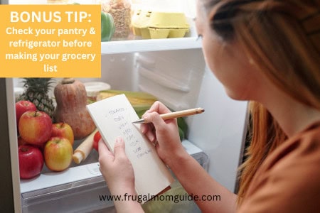 woman writing grocery list