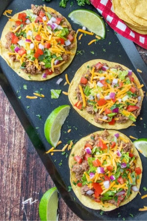 ground beef and bean tostada