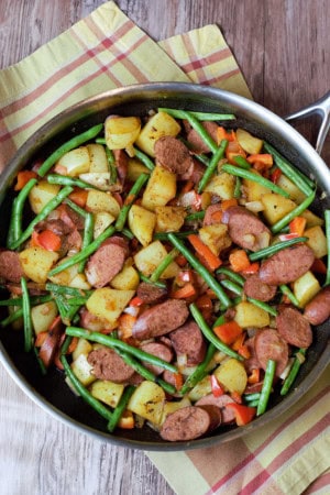30 minute recipes - sausage green bean and potato skillet