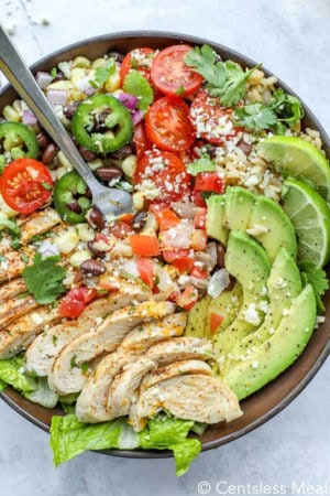 chicken burrito bowl - cheap healthy dinners