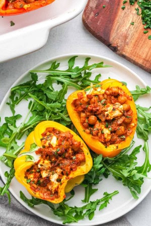 cheap healthy dinners - chickpea stuffed peppers