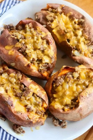 cheap healthy dinners - sweet potato and ground beef