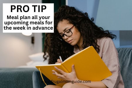 woman meal planning for upcoming week of cheap healthy dinners