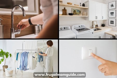 collage with laundry room, light switch and faucet