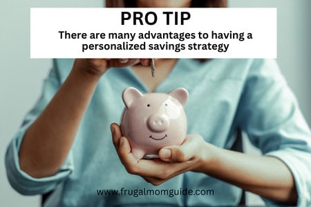 woman holding piggy bank - with pro tip