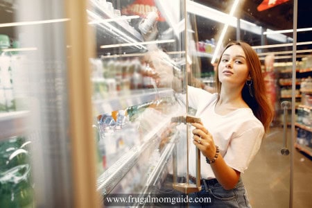 young woman in supermarket