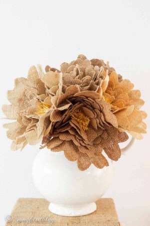 fall crafts for adults - burlap flowers