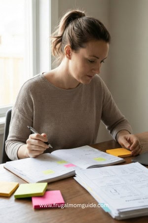 woman meal planning by desk