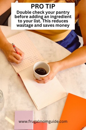 cheap Walmart meals pro tip - woman writing grocery list