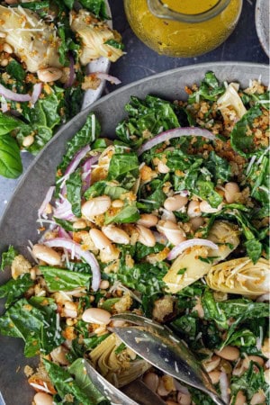 cold lunch ideas for work - kale white bean salad