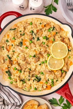 cheap one pot dinners - creamy lemon chicken orzo