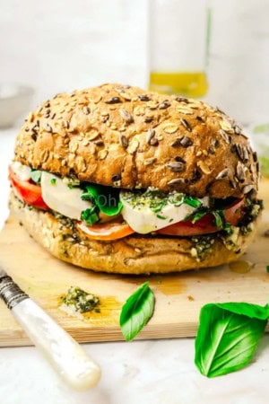 cold lunch ideas - pesto Caprese sandwich