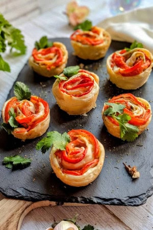 Puff pastry tomato roses