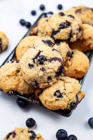 lemon ginger olive oil cookies with blueberries