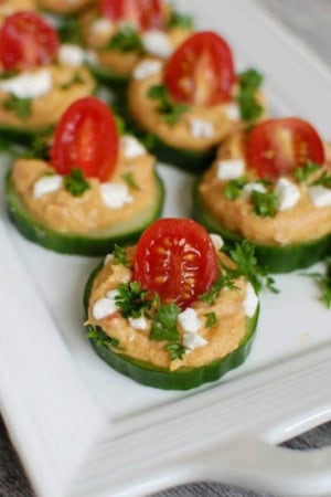 picnic food ideas - cucumber hummus bites