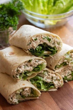 picnic food ideas - Herbed Chicken salad wraps