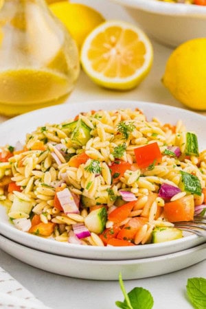 picnic foods - lemon Orzo pasta salad
