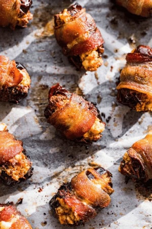 fall appetizers - bacon wrapped dates