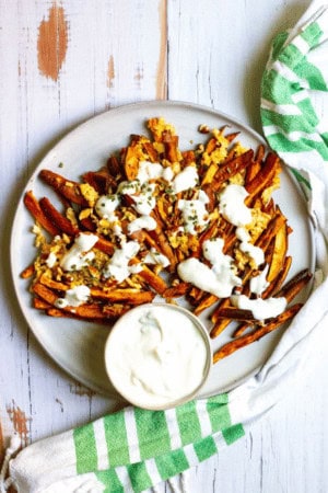fall appetizers - loaded sweet potato fries