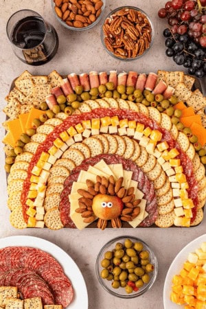 fall appetizers - turkey snack board